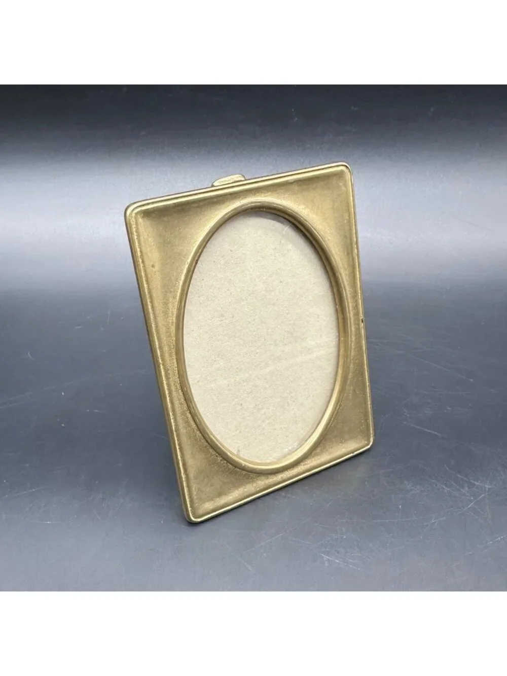 Vintage Brass Oval Photo Frame Gold Tone Metal Easel Back Picture Holder Table